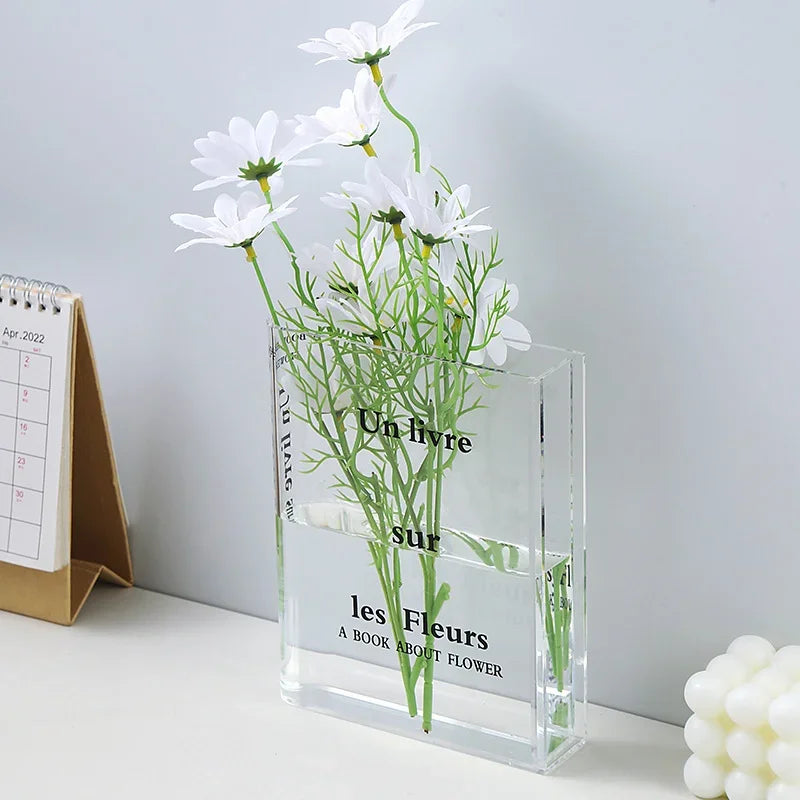 Clear Book Vase Aesthetic Acrylic Vase Unique Flower Vase