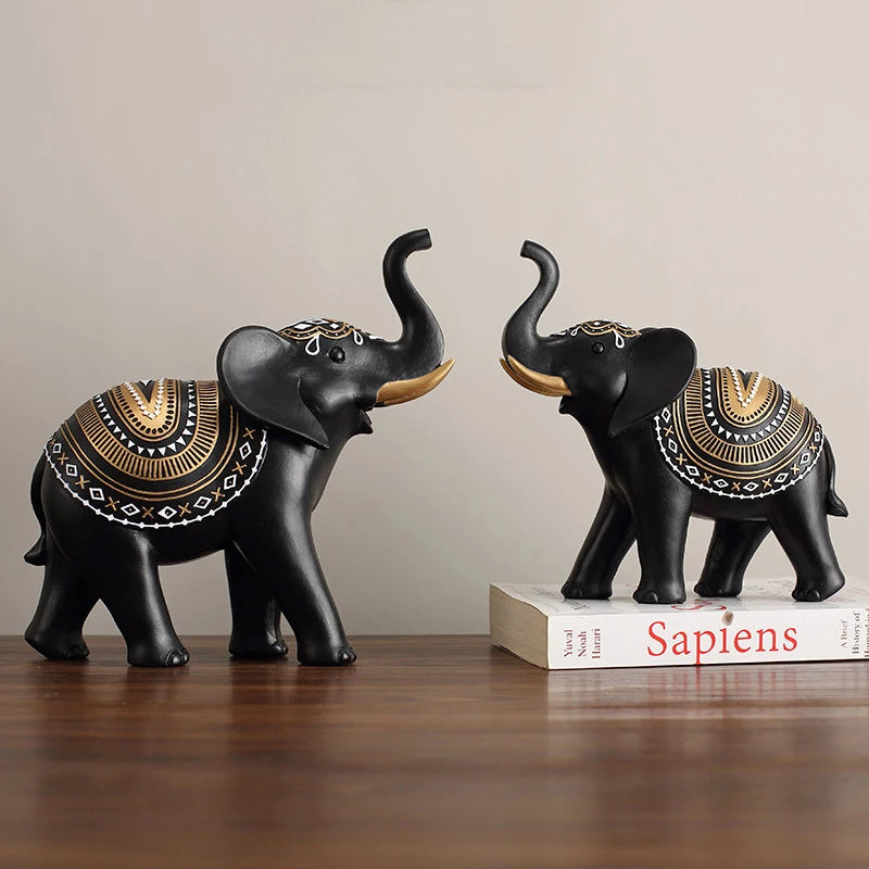 Resin Elephant Statue Elephant Figurine Sculpture Shelf Room Desk Table