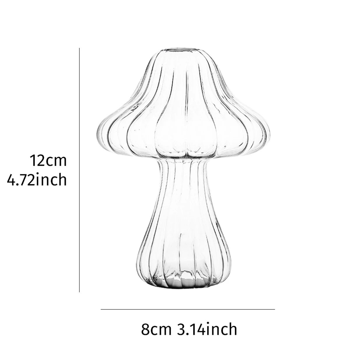 1pc Glass Flower Vase, Cute Clear Mushroom Design Vase For Home Decor