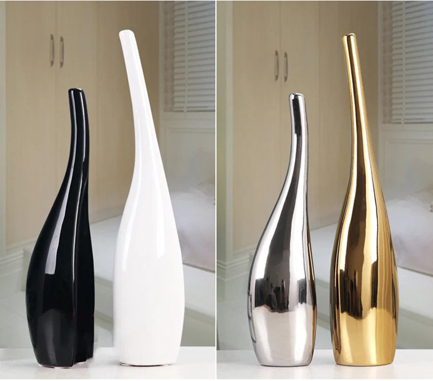 2Pcs Flower Vase Decoration Creative Home Ceramic Crafts Vases Art Ornaments