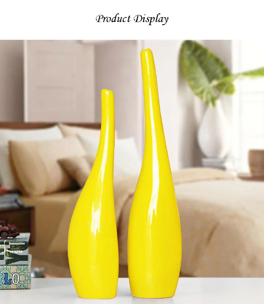 2Pcs Flower Vase Decoration Creative Home Ceramic Crafts Vases Art Ornaments