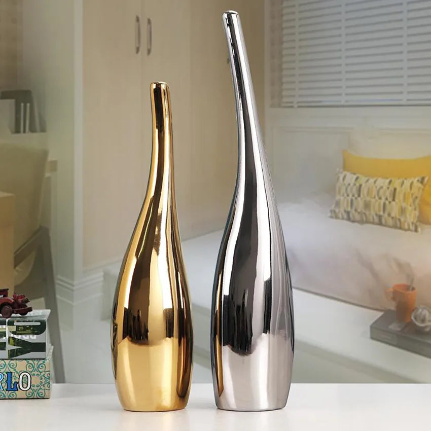 2Pcs Flower Vase Decoration Creative Home Ceramic Crafts Vases Art Ornaments