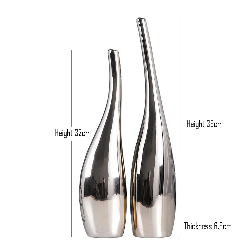 2Pcs Flower Vase Decoration Creative Home Ceramic Crafts Vases Art Ornaments