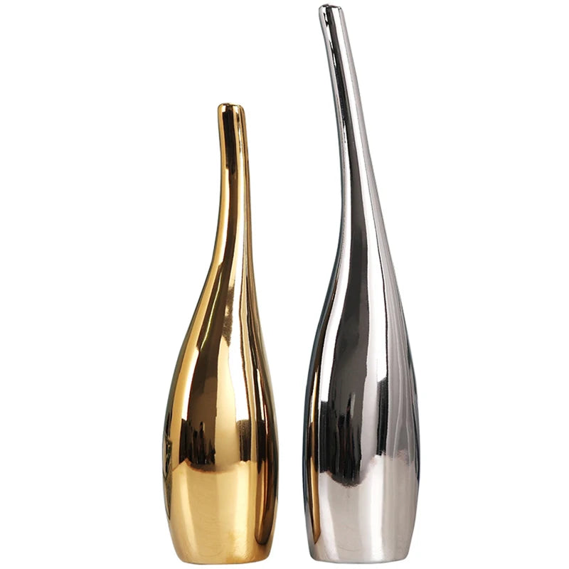 2Pcs Flower Vase Decoration Creative Home Ceramic Crafts Vases Art Ornaments