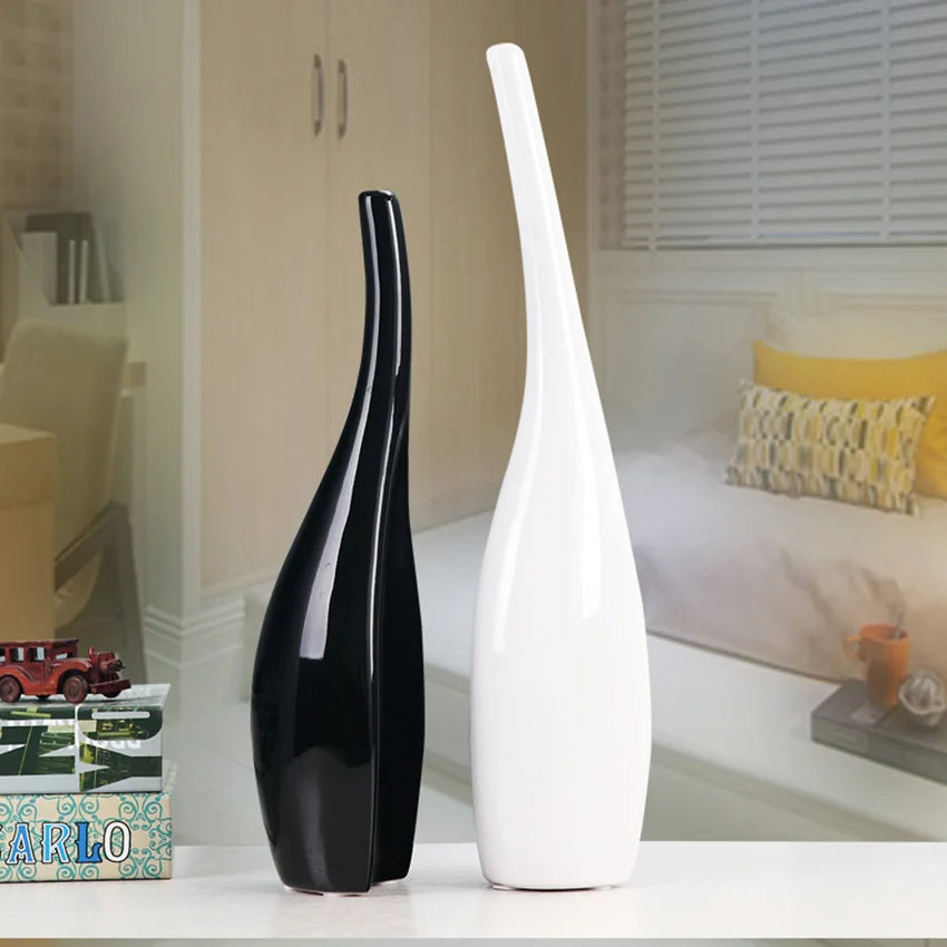 2Pcs Flower Vase Decoration Creative Home Ceramic Crafts Vases Art Ornaments
