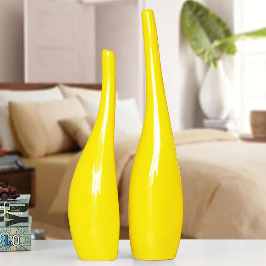 2Pcs Flower Vase Decoration Creative Home Ceramic Crafts Vases Art Ornaments