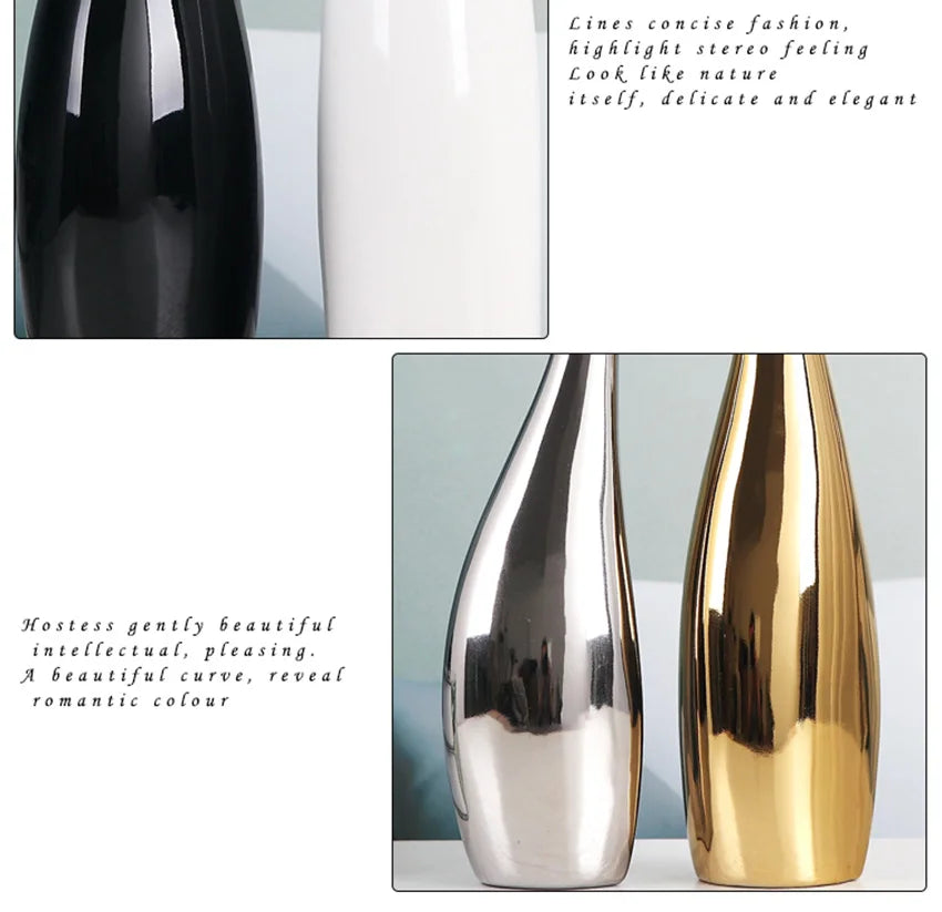 2Pcs Flower Vase Decoration Creative Home Ceramic Crafts Vases Art Ornaments