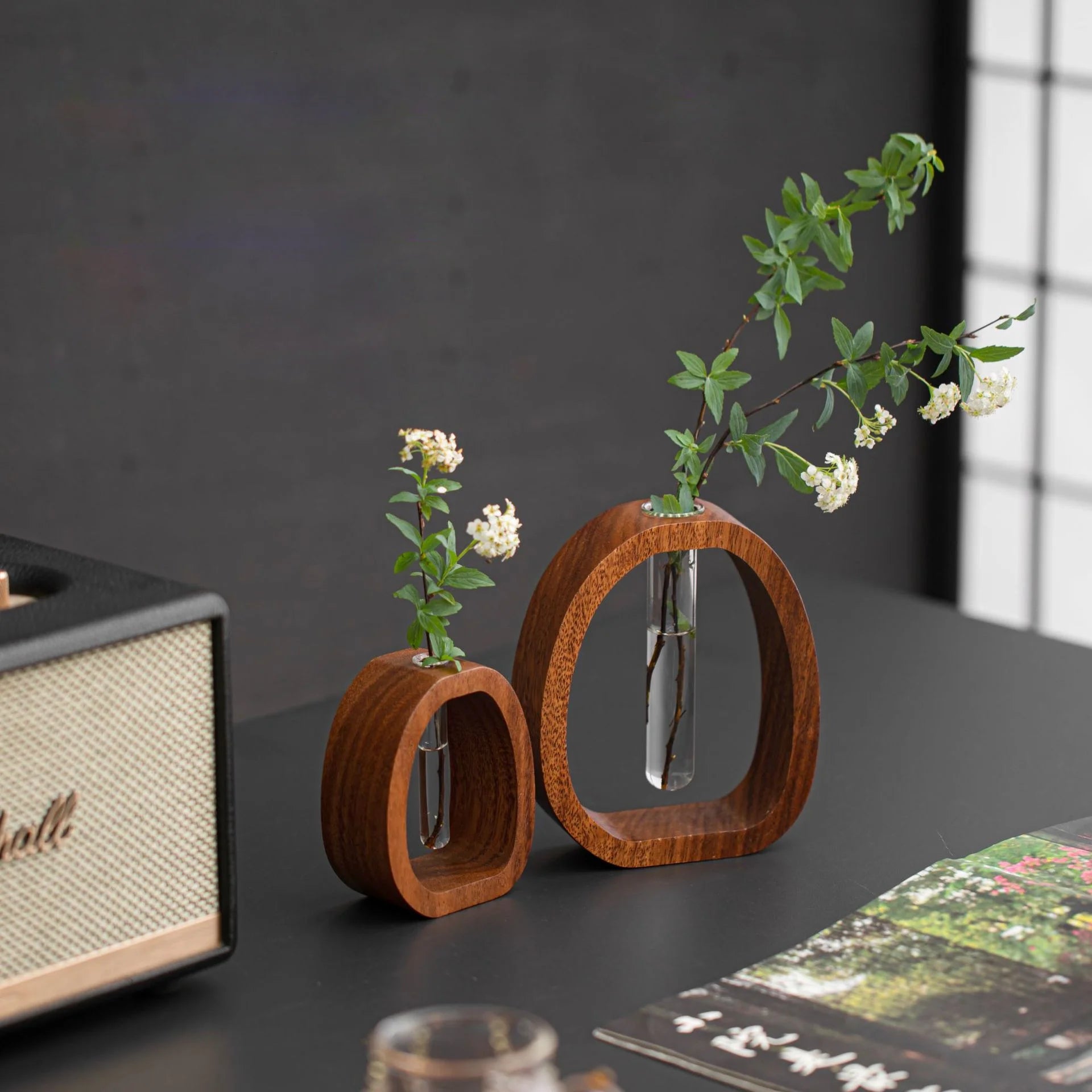Wooden Glass Flower Vase Hydroponic Flower Hydroponics Water
