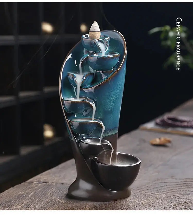 Ceramic Waterfall Incense Burner, Waterfall Incense Burner Holder,