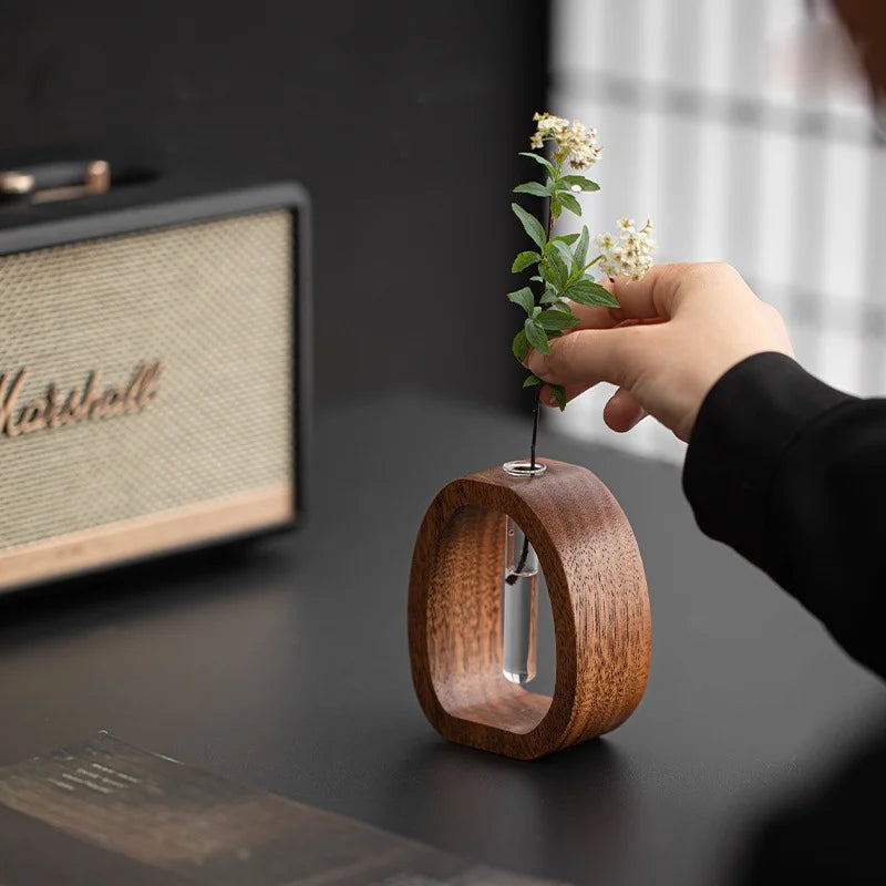 Wooden Glass Flower Vase Hydroponic Flower Hydroponics Water
