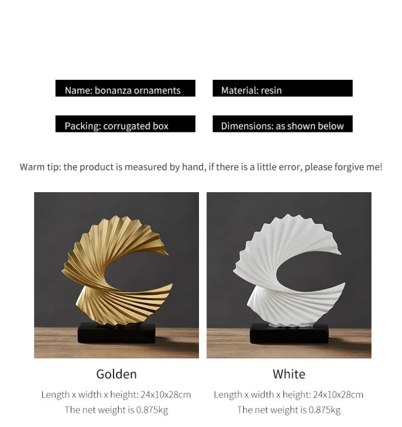 Modern Decor Abstract Sculpture Resin Sculptur Art Golden Statue