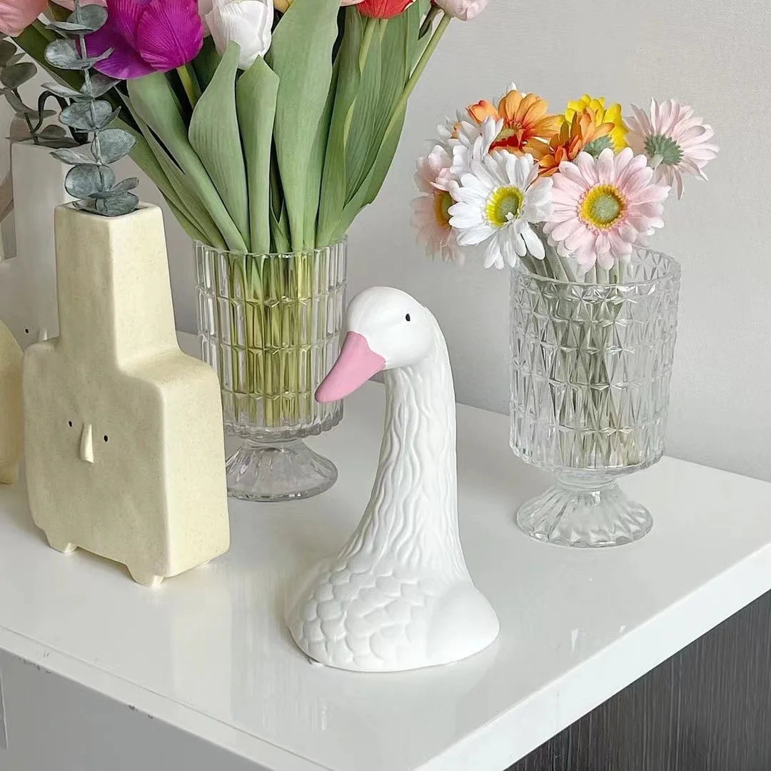 Swan Flower Vase Pink Gold Elegant Funky Design Vases Living Room