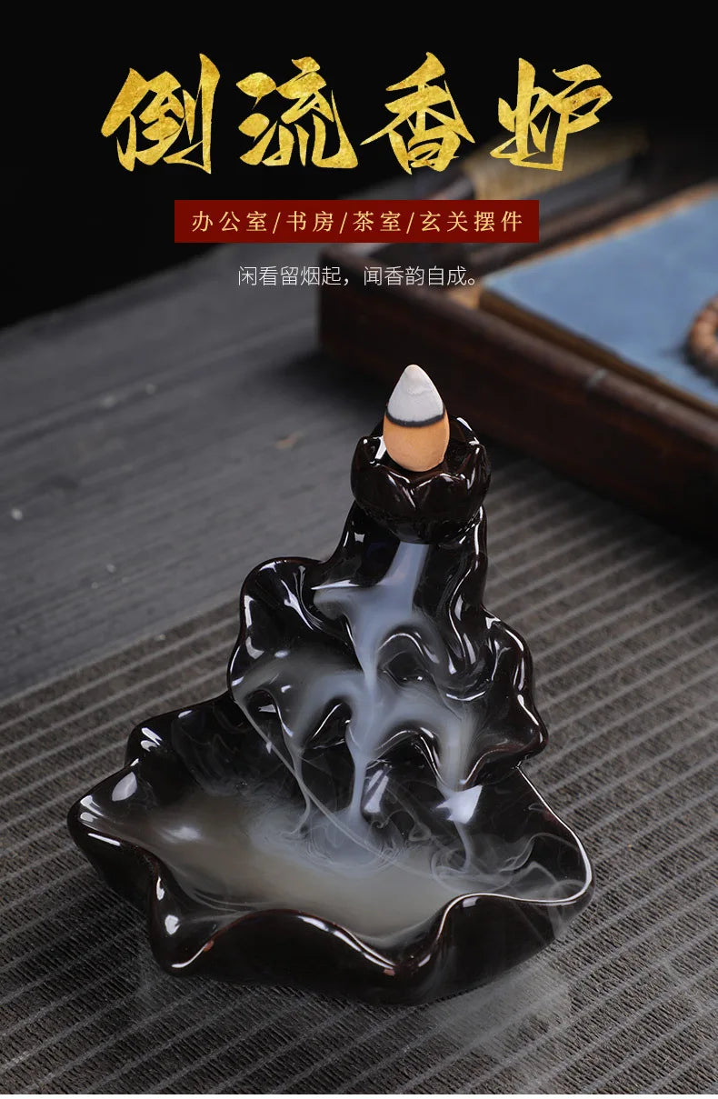 burner ceramic crafts aromatherapy burner bergamot tower incense burner Reflux incense burner alpine flowing water ornaments.