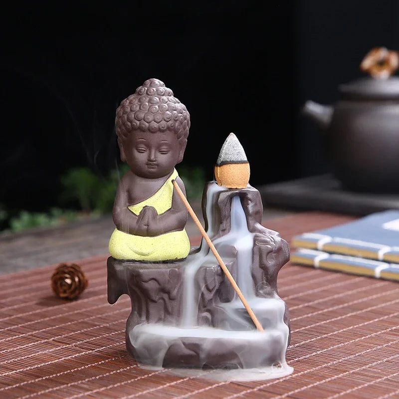 Creative Incense Burner Smoke Waterfall The Little Monk Small Buddha Incense Burner