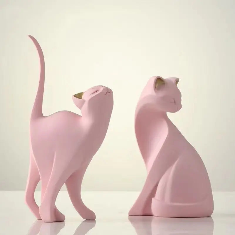 Resin Couples Cat Statues for Home Decorations Animal Figurine