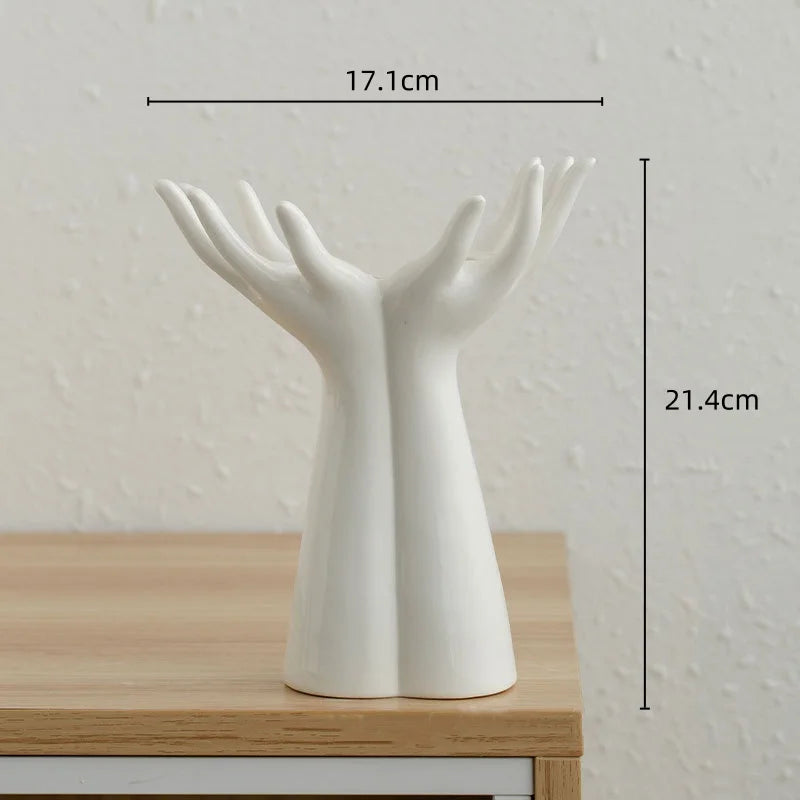 Ceramic Vase Hand Arm Palm Bouquet Flower Arrangement Accessories Flower Vase
