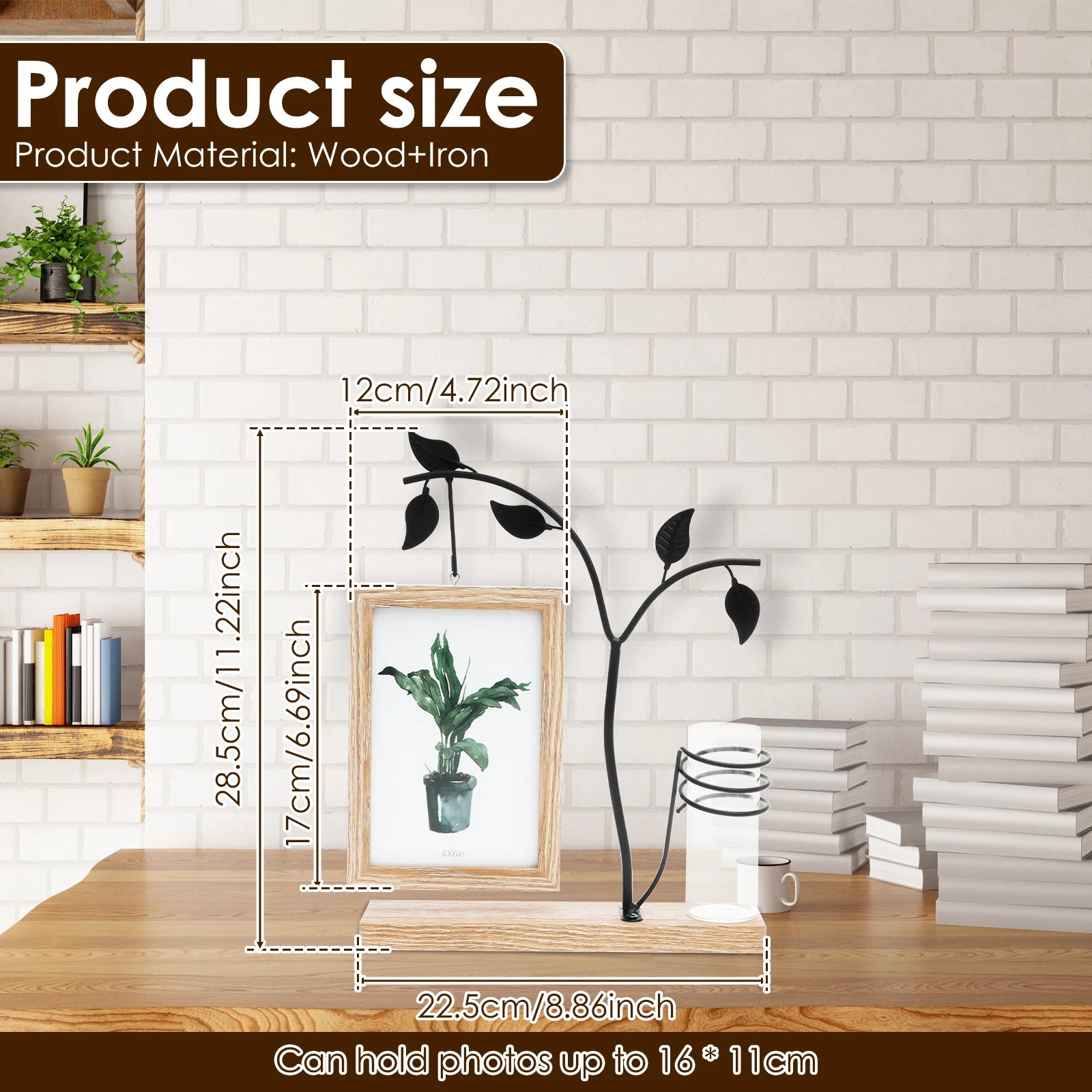 4x6 Picture Frame with Stand and Glass Vase for Flowers