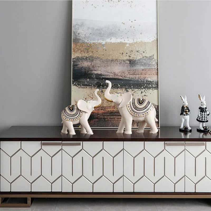 Resin Elephant Statue Elephant Figurine Sculpture Shelf Room Desk Table