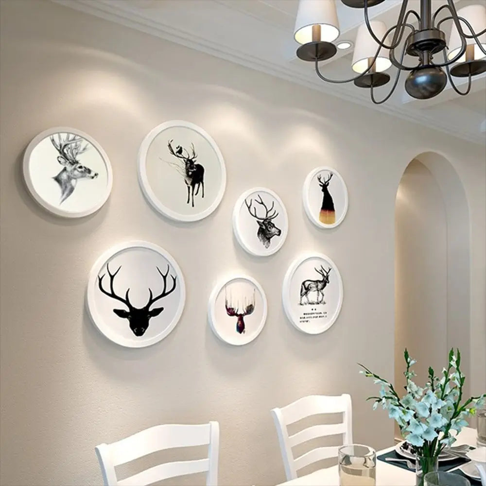 Round Photo Frame DIY Wooden Wall Mounted Hanging Picture Frame