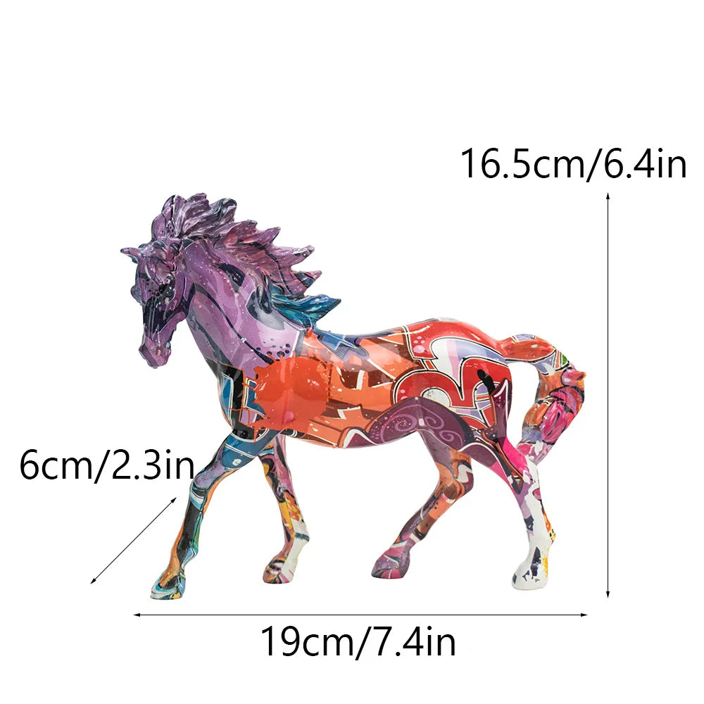 Resin Horse Statues Graffiti Animals Sculptures Handmade Art Crafts Home