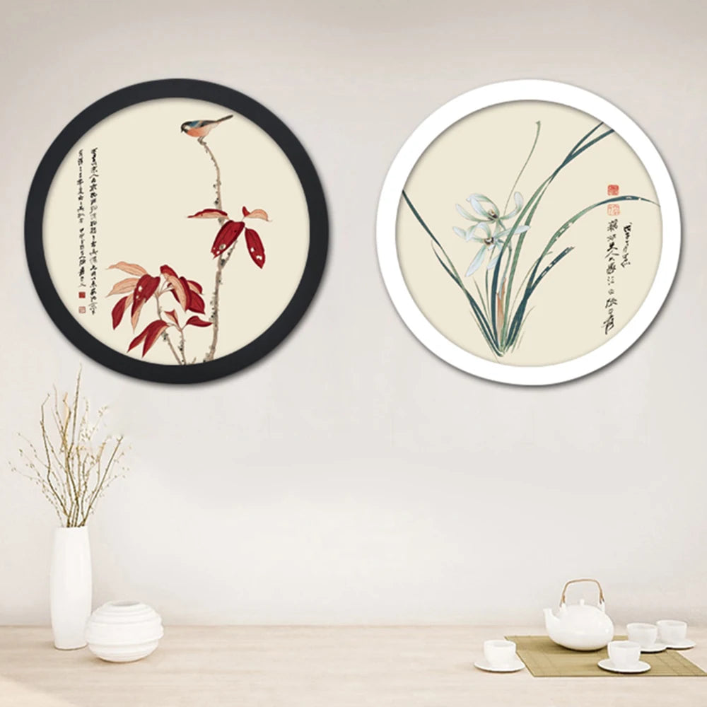 Round Photo Frame DIY Wooden Wall Mounted Hanging Picture Frame