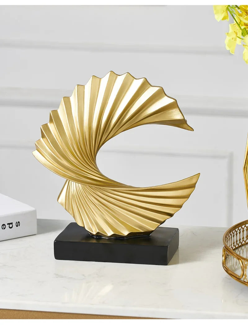 Modern Decor Abstract Sculpture Resin Sculptur Art Golden Statue
