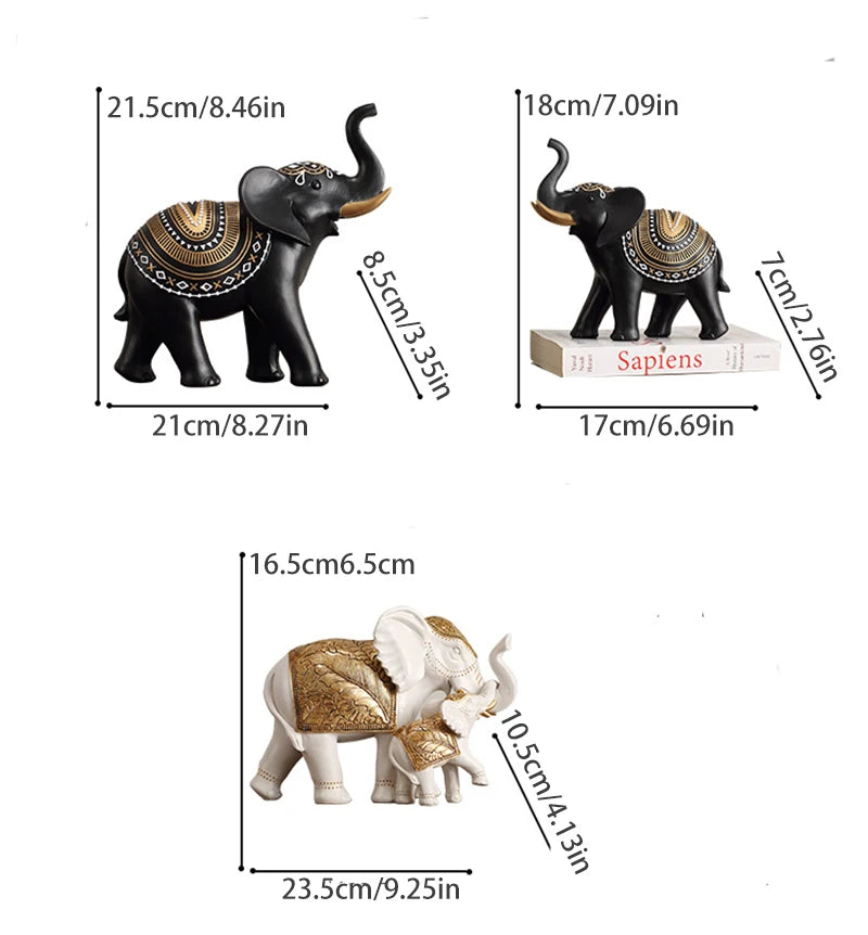 Resin Elephant Statue Elephant Figurine Sculpture Shelf Room Desk Table