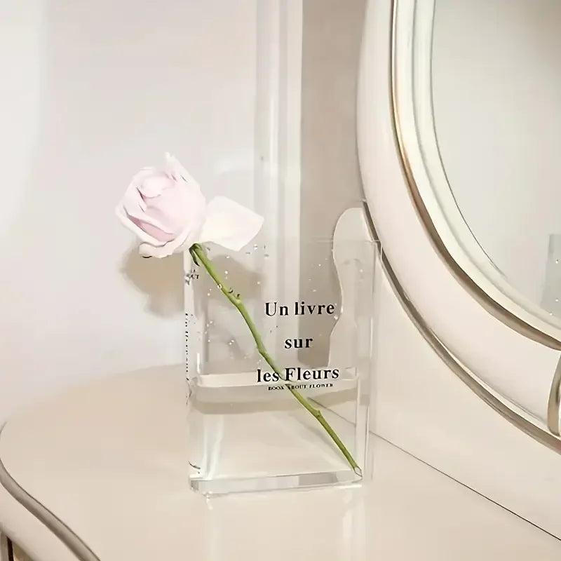 Clear Book Vase Aesthetic Acrylic Vase Unique Flower Vase
