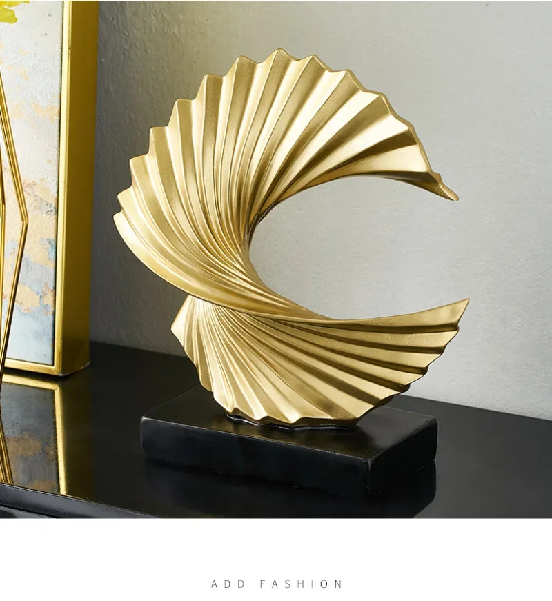Modern Decor Abstract Sculpture Resin Sculptur Art Golden Statue