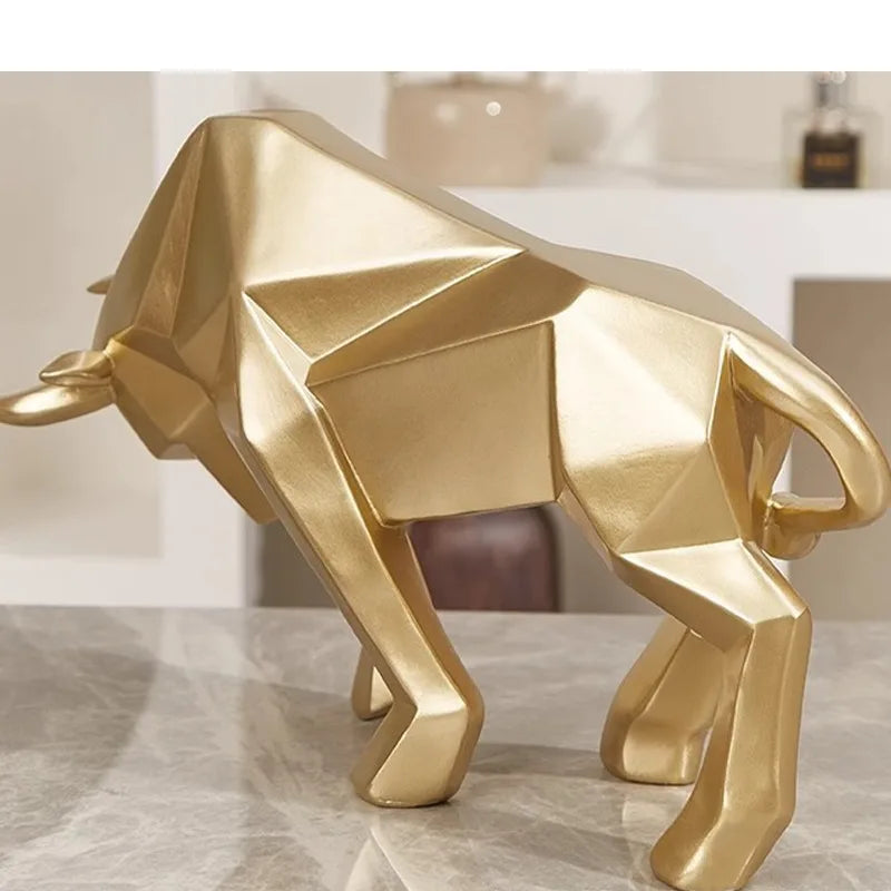 Resin Bull Statue Bison Sculpture Decoration Abstract Animal Figurine Room Desk Home Decoration Gift