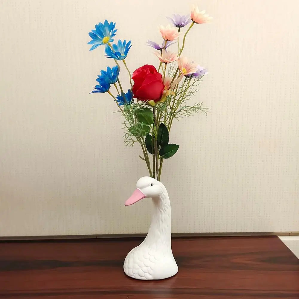Swan Flower Vase Pink Gold Elegant Funky Design Vases Living Room