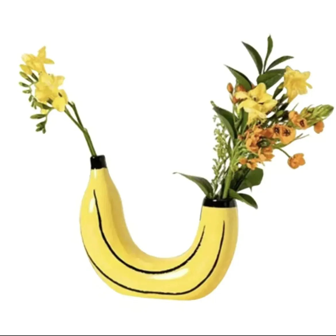 Banana Vase Resin Flower Vase Cute Banana Shape Tabletop Decorative Vase