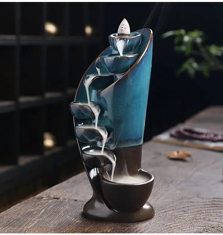 Ceramic Waterfall Incense Burner, Waterfall Incense Burner Holder,