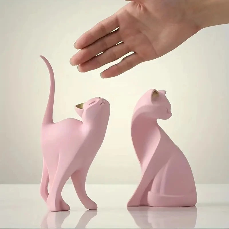 Resin Couples Cat Statues for Home Decorations Animal Figurine