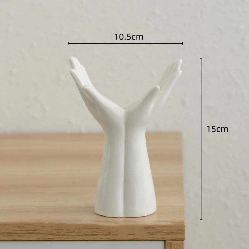 Ceramic Vase Hand Arm Palm Bouquet Flower Arrangement Accessories Flower Vase