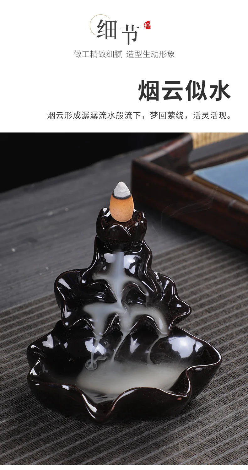 burner ceramic crafts aromatherapy burner bergamot tower incense burner Reflux incense burner alpine flowing water ornaments.