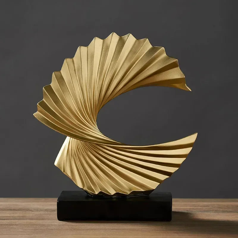 Modern Decor Abstract Sculpture Resin Sculptur Art Golden Statue