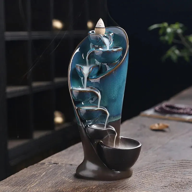 Ceramic Waterfall Incense Burner, Waterfall Incense Burner Holder,