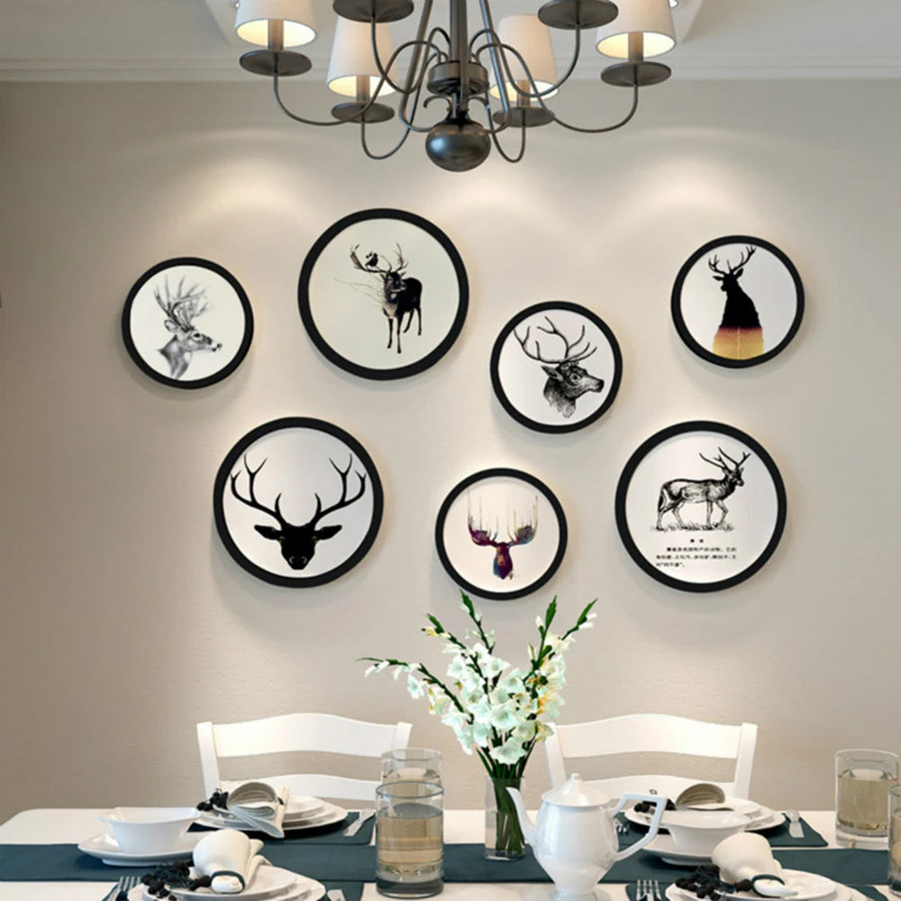 Round Photo Frame DIY Wooden Wall Mounted Hanging Picture Frame