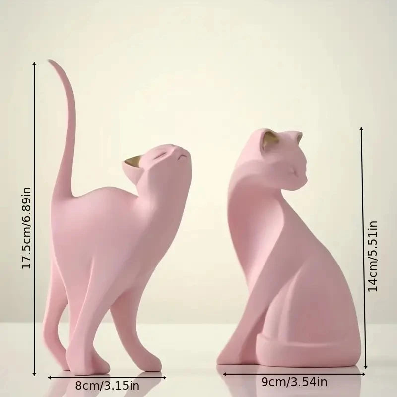 Resin Couples Cat Statues for Home Decorations Animal Figurine