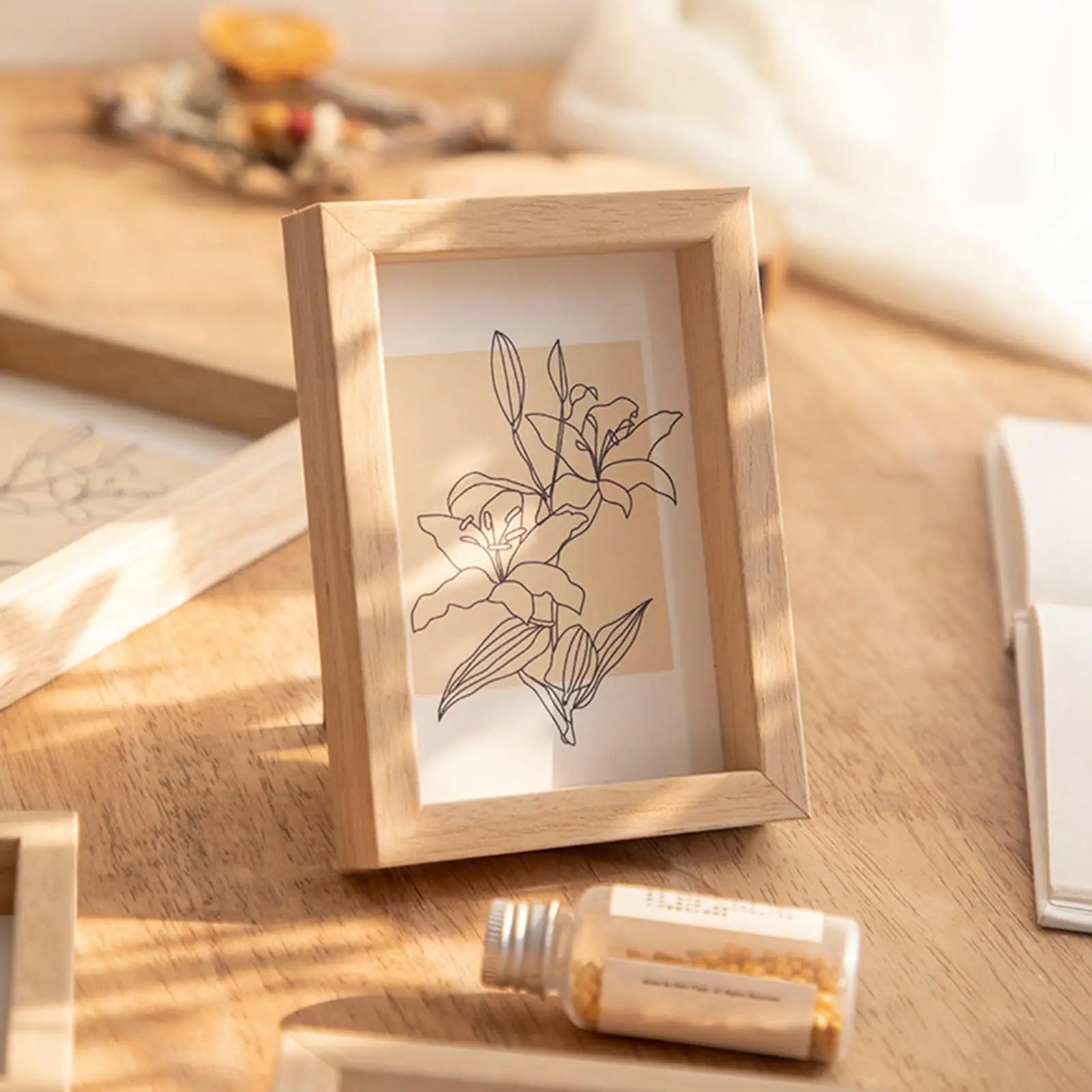 Photo Frame Decorative Wooden Desktop and Wall for Living Room Bedroom