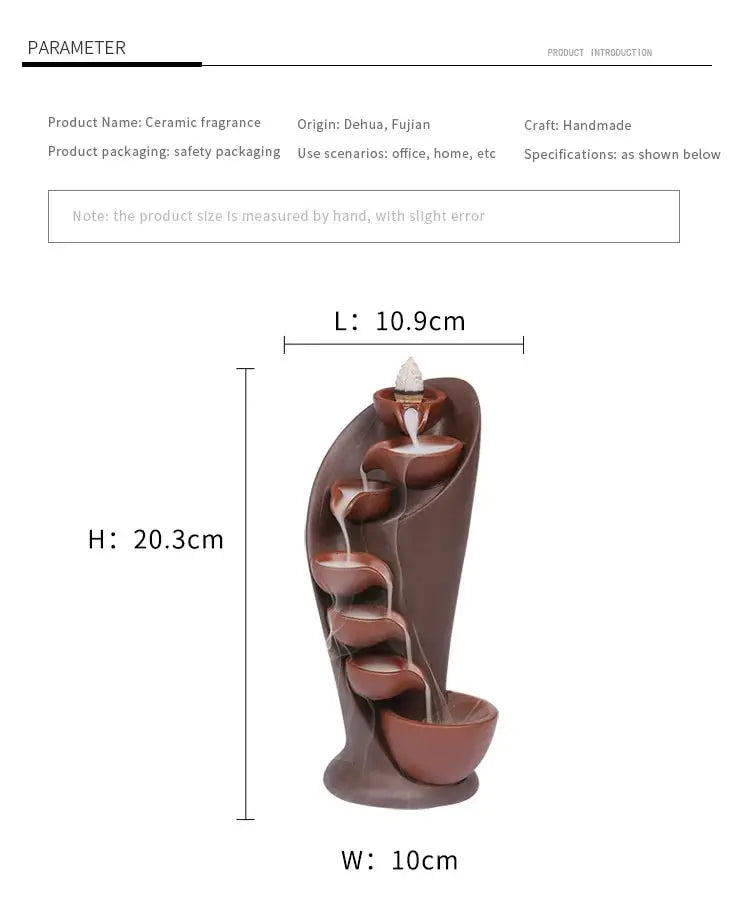 Ceramic Waterfall Incense Burner, Waterfall Incense Burner Holder,