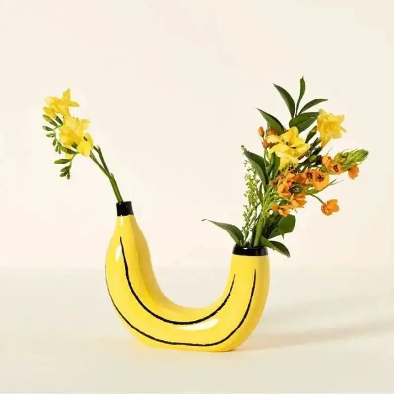 Banana Vase Resin Flower Vase Cute Banana Shape Tabletop Decorative Vase