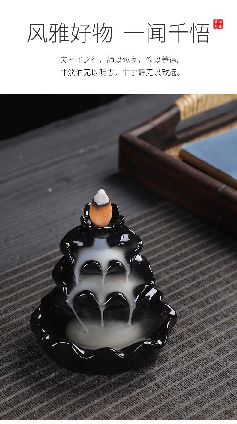 burner ceramic crafts aromatherapy burner bergamot tower incense burner Reflux incense burner alpine flowing water ornaments.