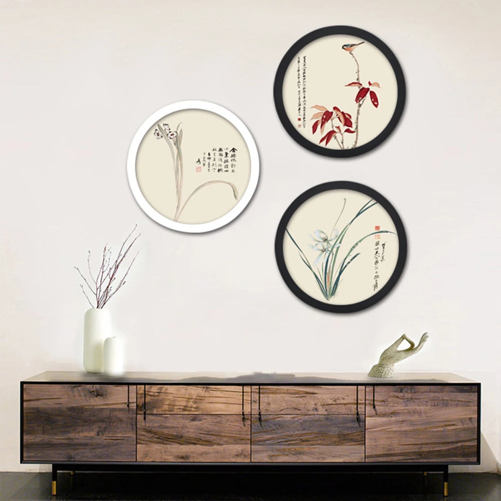 Round Photo Frame DIY Wooden Wall Mounted Hanging Picture Frame