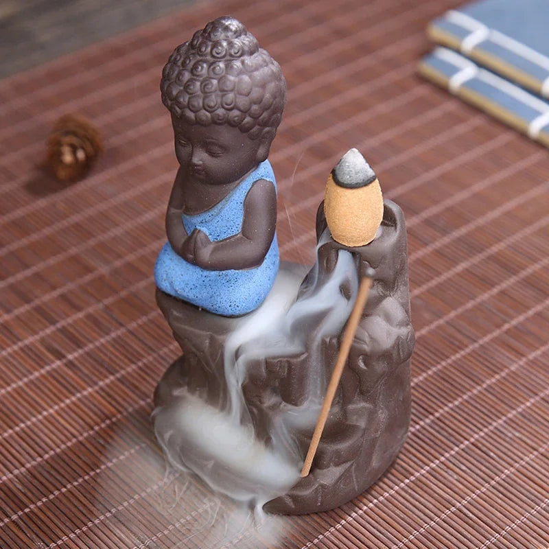 Creative Incense Burner Smoke Waterfall The Little Monk Small Buddha Incense Burner
