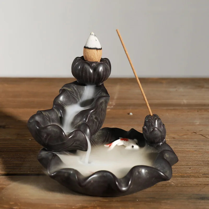 burner ceramic crafts aromatherapy burner bergamot tower incense burner Reflux incense burner alpine flowing water ornaments.