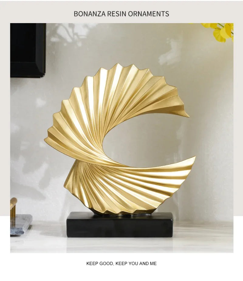 Modern Decor Abstract Sculpture Resin Sculptur Art Golden Statue