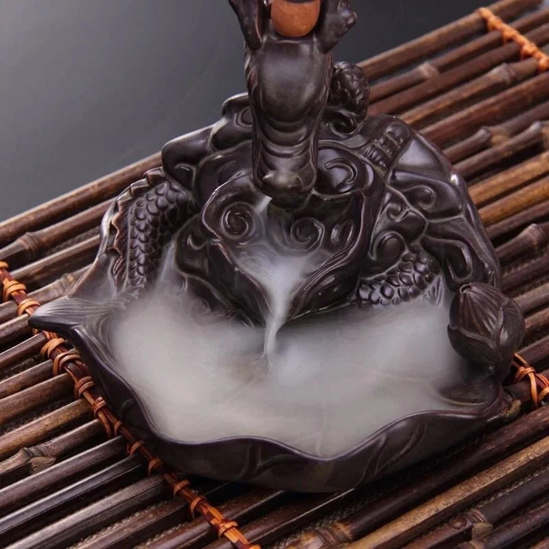 Retro Handmade Ceramic Backflow Incense Burner Home Decor Incense Holder Buddhist Crafts wihtout Incense Cones