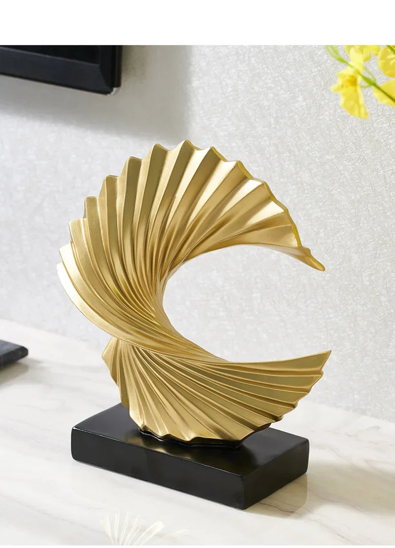 Modern Decor Abstract Sculpture Resin Sculptur Art Golden Statue